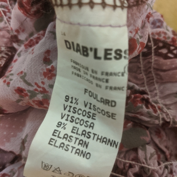 Diab'less Boho Festival Floral Pink Crop Top tank - Picture 6 of 7